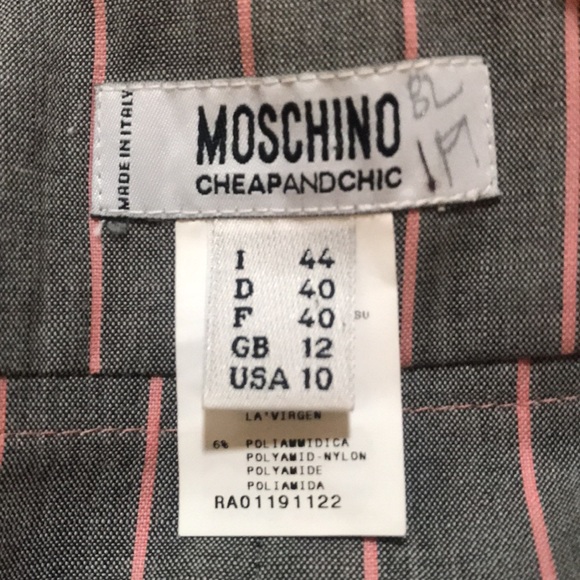 🌸NEW🌸 Moschino Cheap and Chic Vintage Rare Pink Pinstripe Skirt - Picture 5 of 15